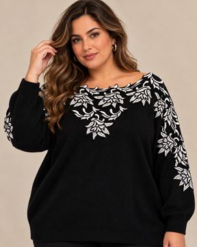 Picture of FINE QUALITY SWEATER WITH LACE FLOWERS